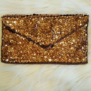 VINTAGE WALBORG‎ BRONZE SEQUINED CLUTCH